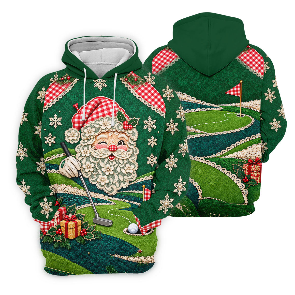Christmas Winking Santa Golf Polo Shirt, Christmas Golf Shirt, Mens Golf Apparel