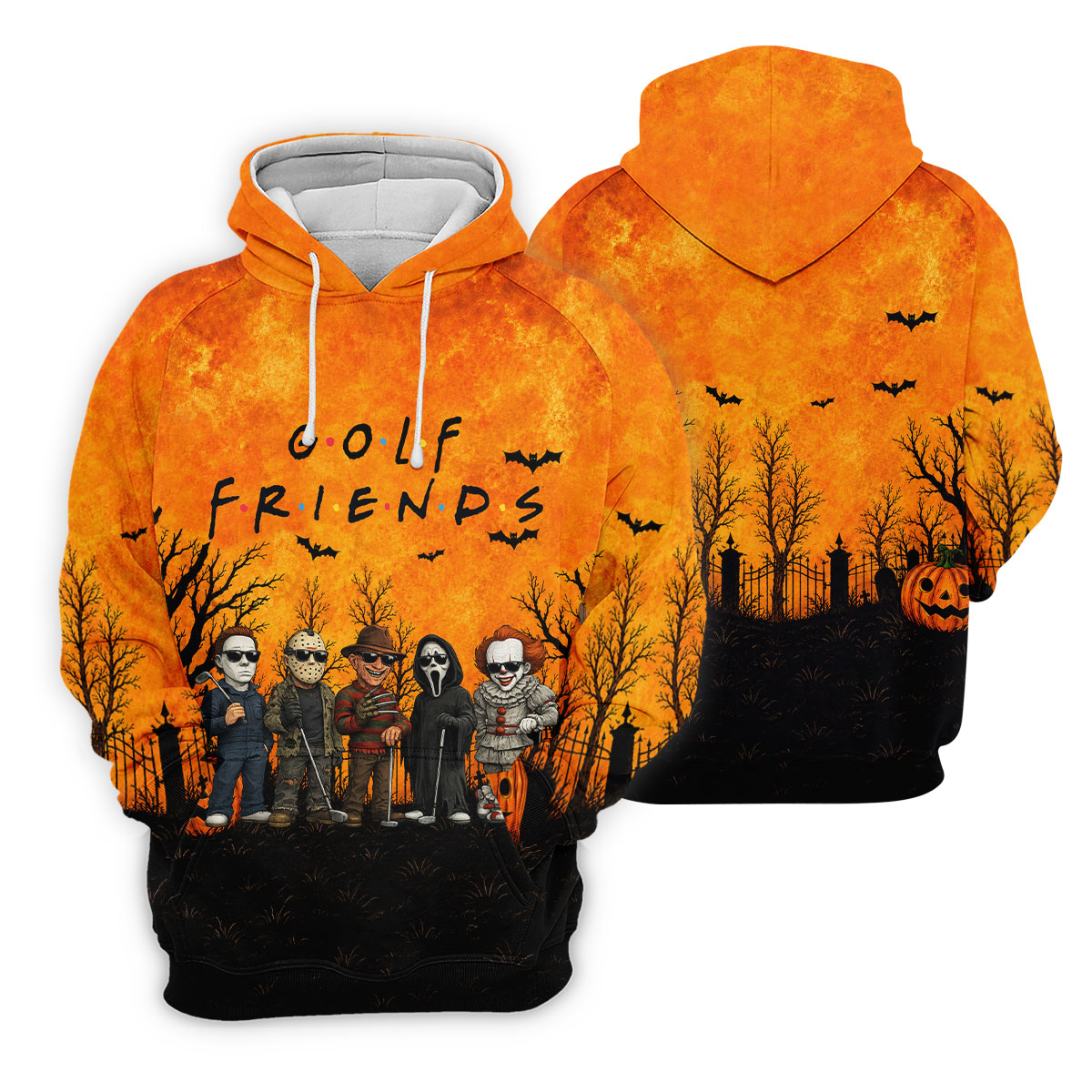 Halloween Golf Friends Hawaiian Golf Shirt, Mens Golf Polo, Golf Shirts For Men