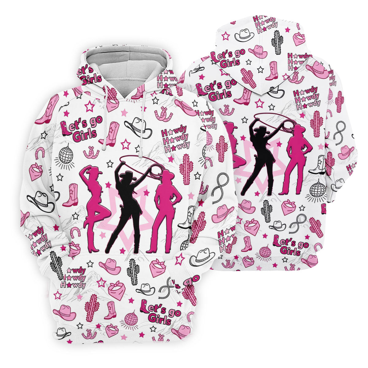 Pink Black Three Cowgirls Western Golf Polo Shirt, Women's Golf Polo, Ladies Golf Tops