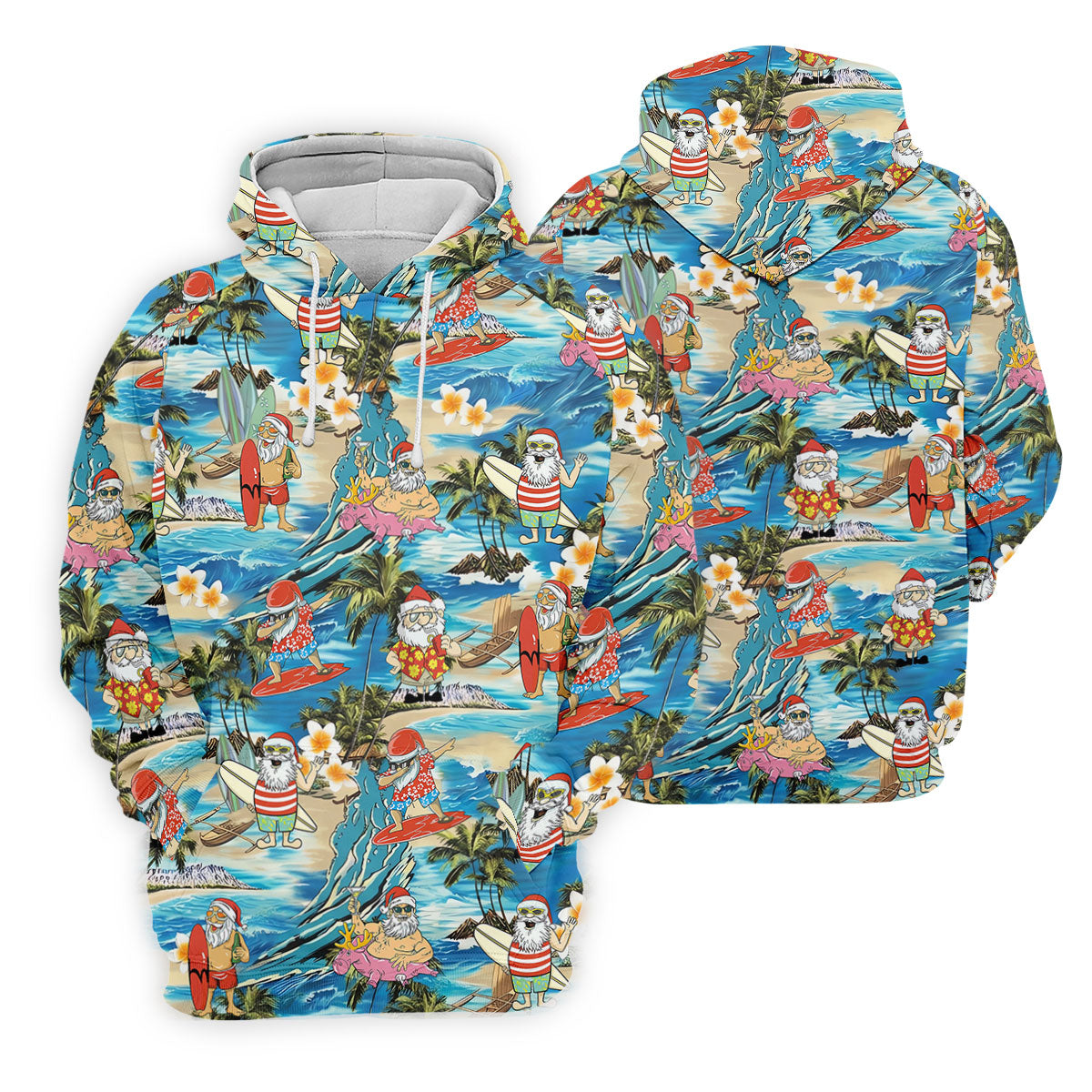 Men's Tropical Santa Surf Vacation Men's Golf Shirt, Christmas Golf Shirt, Golf Apparel For Men