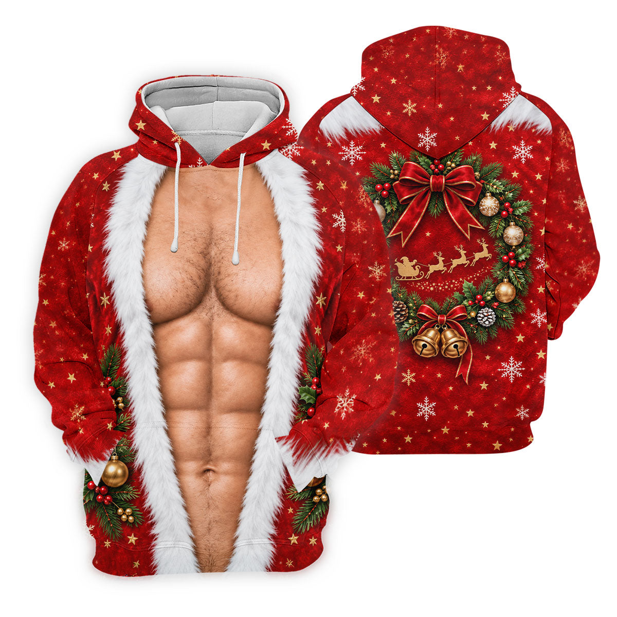Santa Muscle Body Christmas Golf Shirt, Mens Golf Polo, Golf Shirts For Men