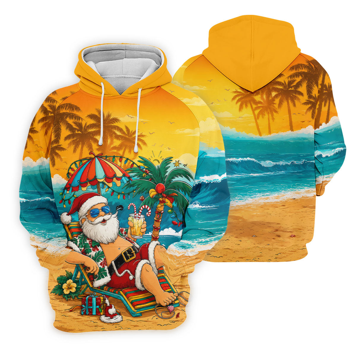 Beach Chair Santa Christmas Golf Shirt, Women's Golf Tops, Hawaiian Golf Shirt, Golf Shirts For Women
