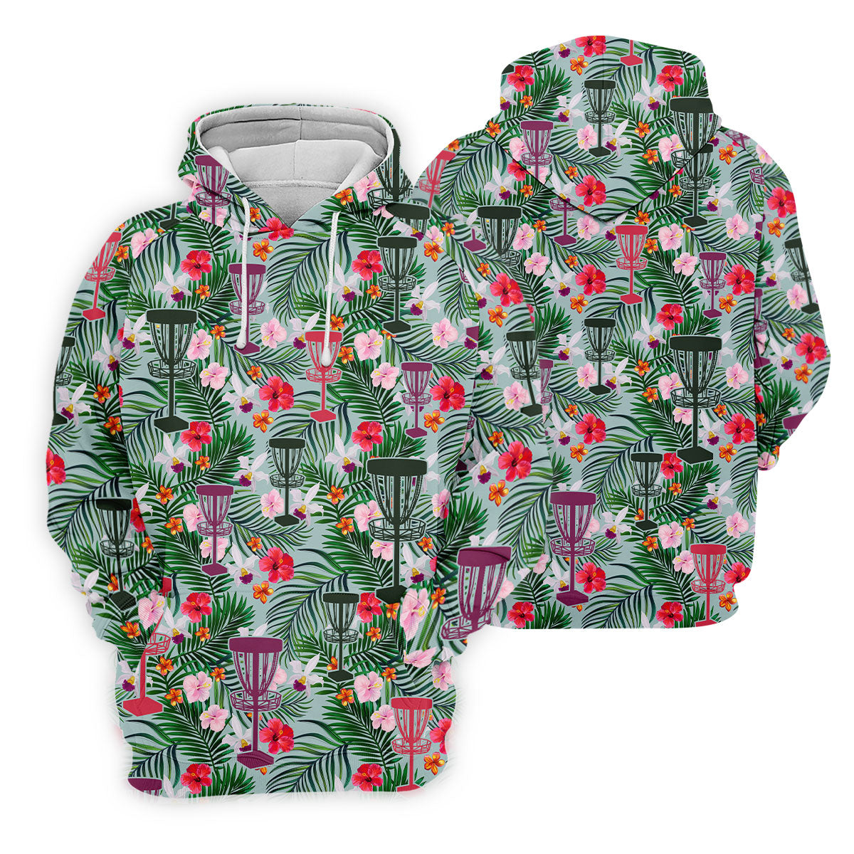Tropical Disc Golf Basket Floral Polo Shirt, Golf Shirts For Women, Women’s Golf Polo