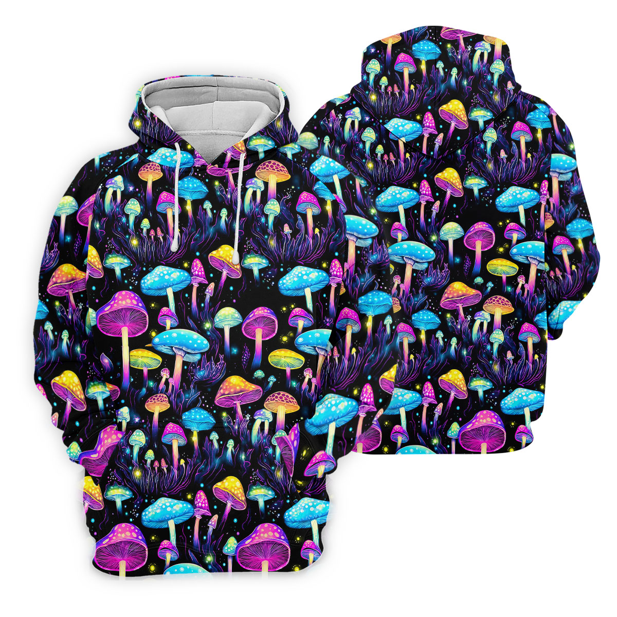 Colorful Neon Mushroom Fantasy Forest Golf Shirt, Women’s Golf Polo, Golf Tops For Women, Printed Golf Shirt
