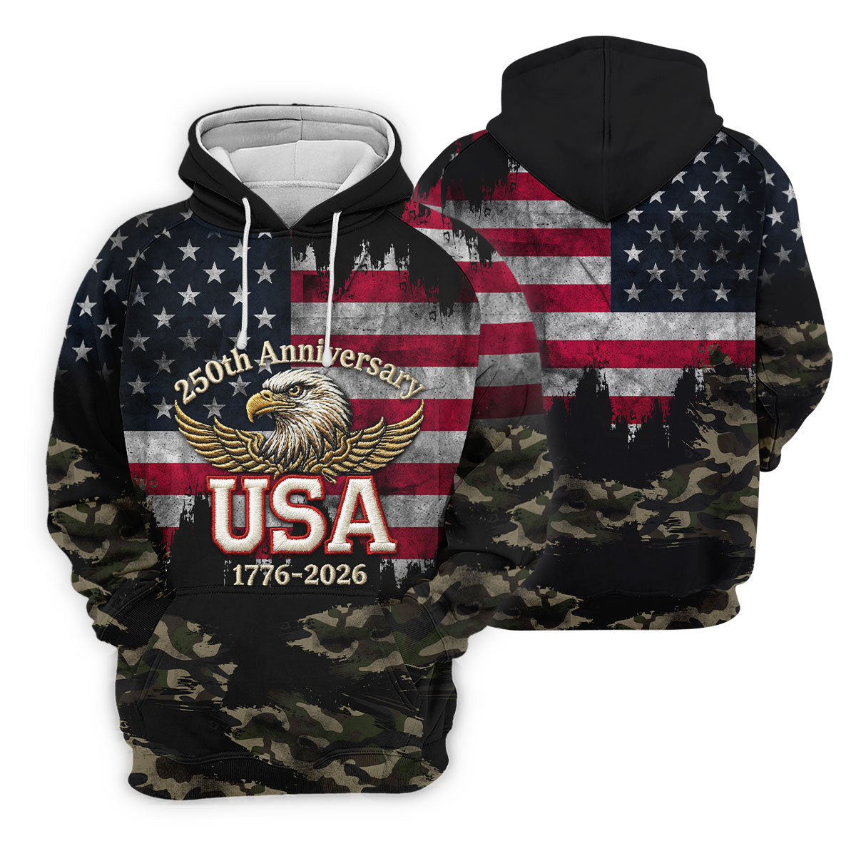 250th Anniversary Camo Golf Shirt, Distressed US Flag Patriotic 4th Of July Golf Shirt For Women