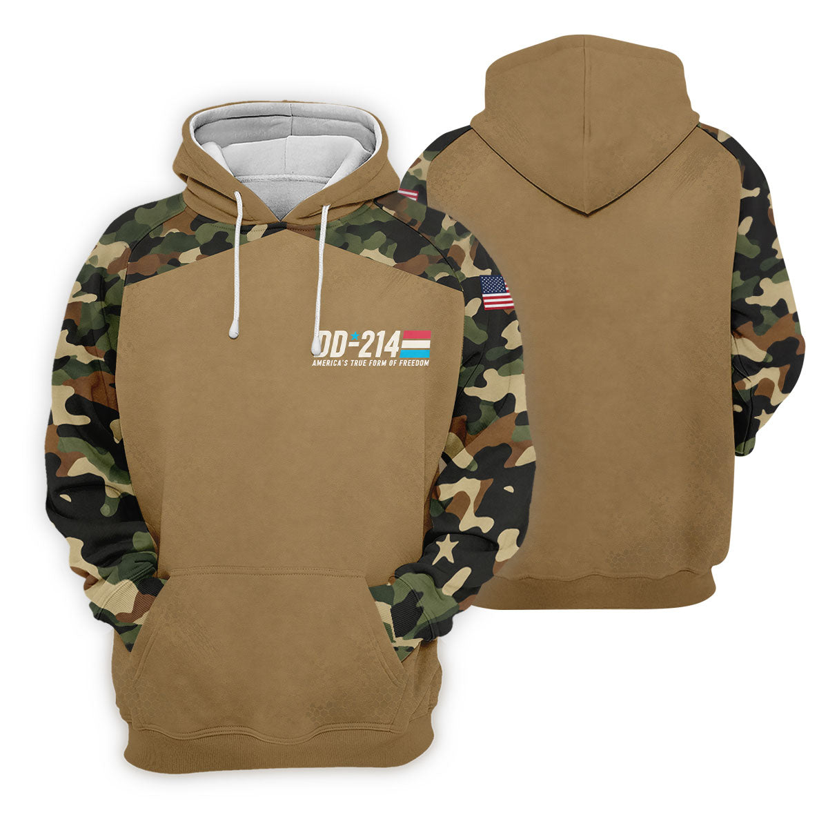 DD-214 Tan Camo Freedom Polo Shirt, Golf Tops For Women, Veterans Day Golf Shirt