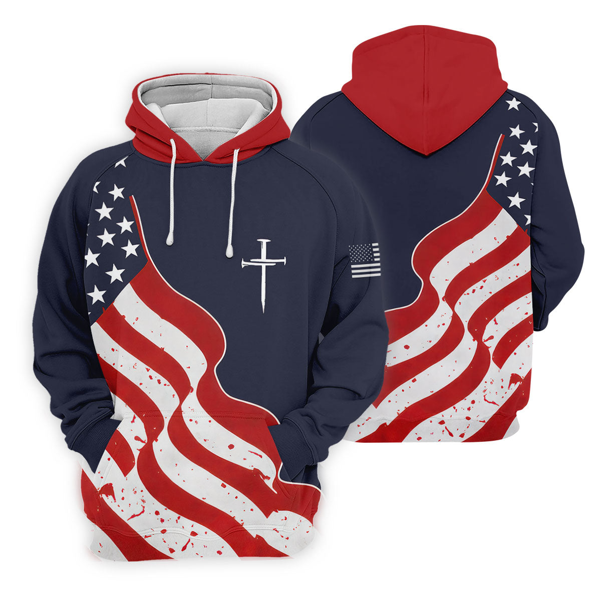 Faith Cross America 250th Anniversary 4th Of July Shirt, Patriotic Navy Golf Shirt For Women