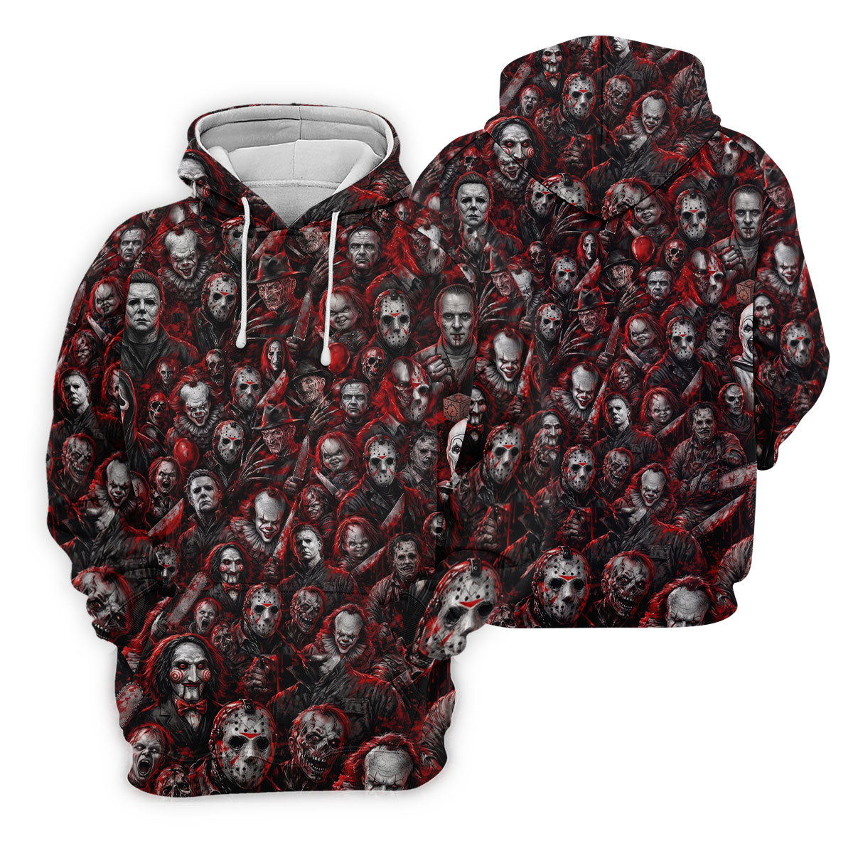Red Horror Character Clown Collage Golf Polo Shirt, Womens Golf Tops, Ladies Golf Shirts