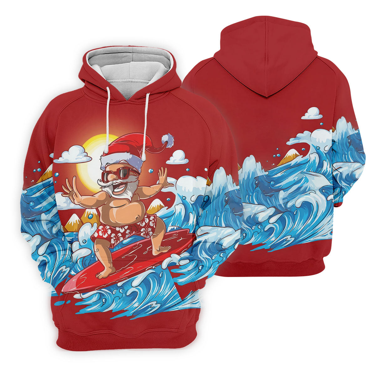 Men's Funny Santa Surfing Men's Golf Polo, Christmas Golf Shirt, Golf Apparel For Men