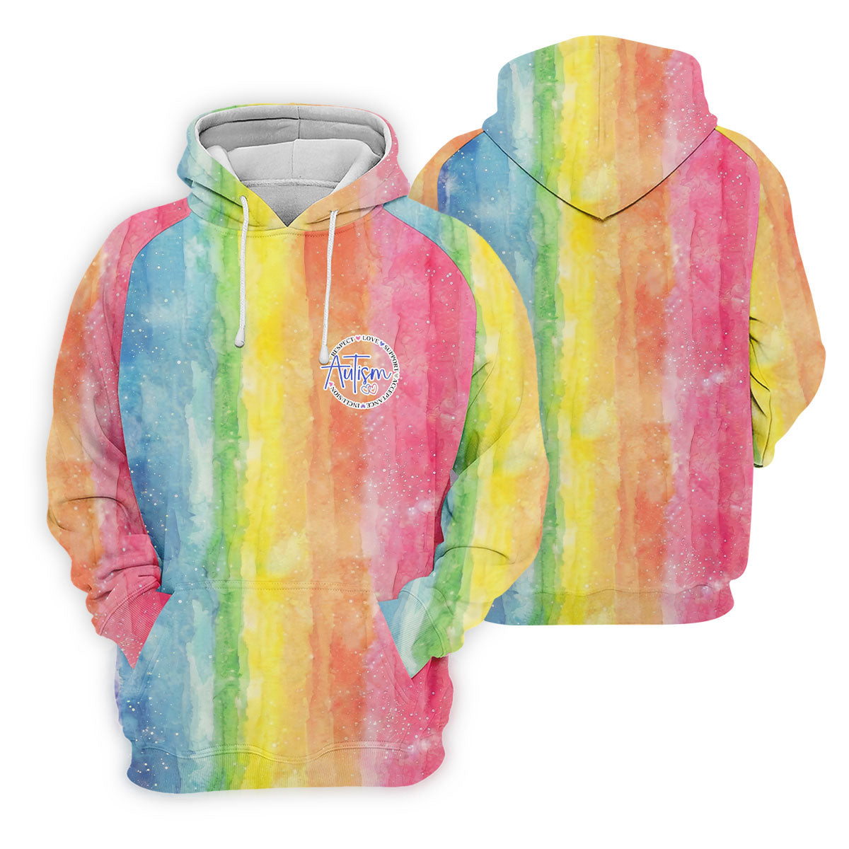 Autism Awareness Watercolor Rainbow Ladies Golf Tops, Women's Golf Shirts, Ladies Golf Polos,