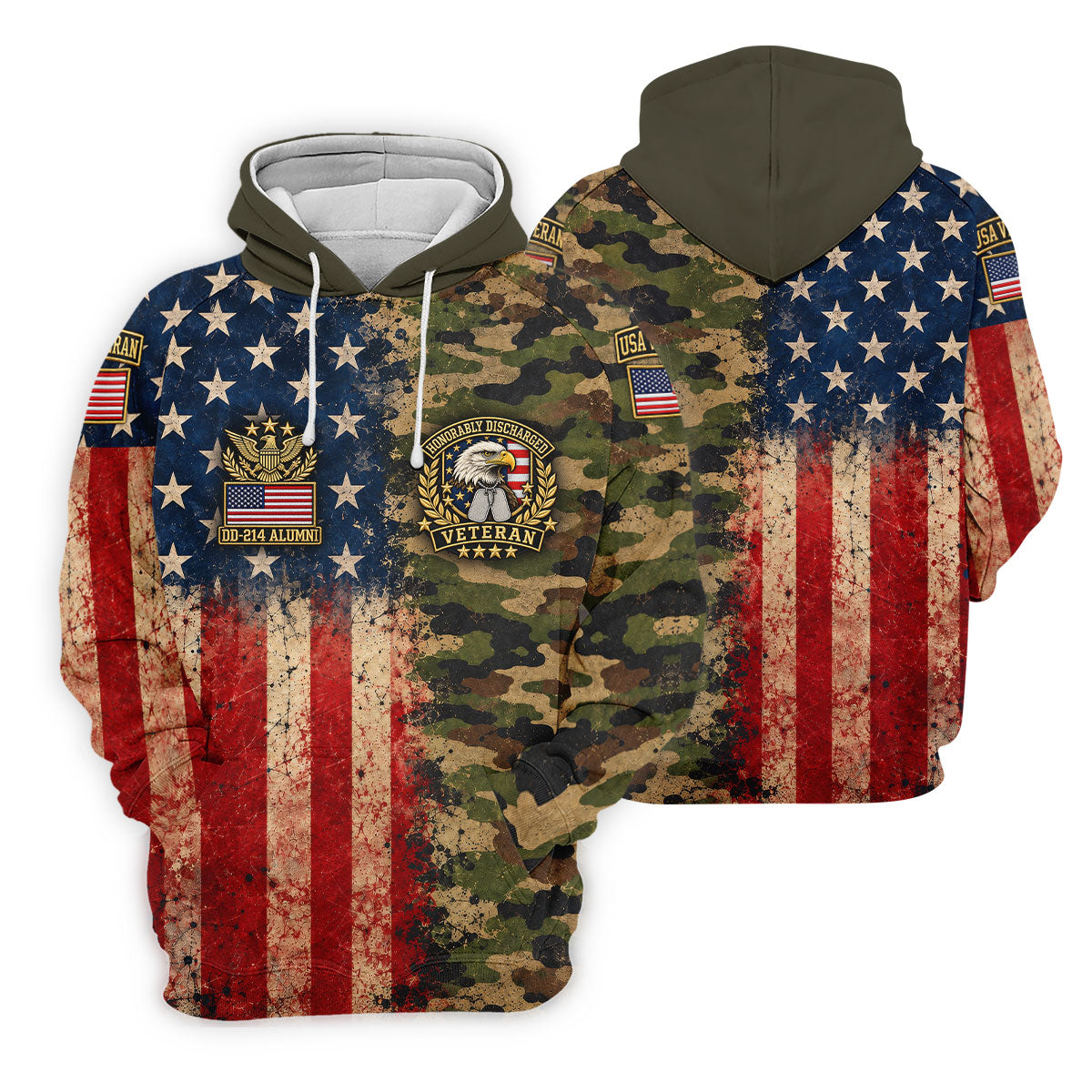 DD-214 Eagle Split USA Flag Camo Polo Shirt, Veterans Day Shirt, Golf Tops For Women