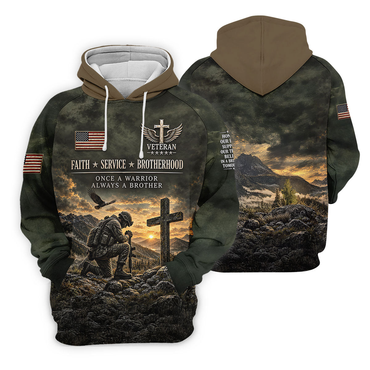 Veterans Day Praying Soldier Cross Polo Shirt, Polo Shirts For Men, Mens Golf Shirts