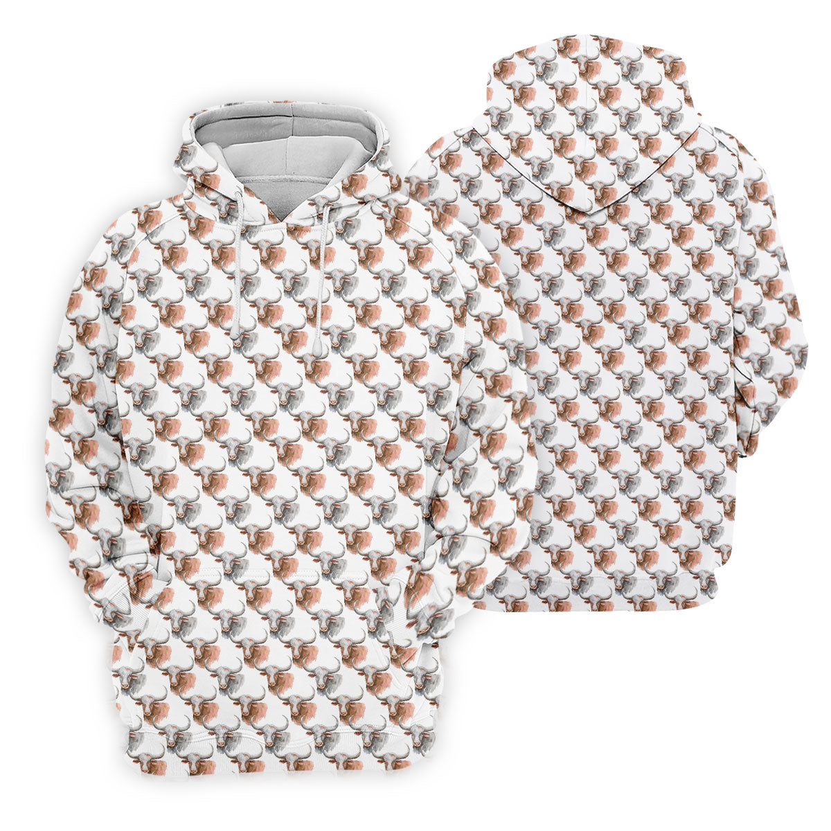 Longhorn Watercolor Pattern Golf Polo Shirt, Golf Apparel For Men, Hawaiian Golf Shirt
