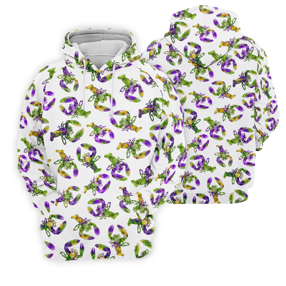 Purple Green Gold Crawfish Pattern Mardi Gras Golf Shirt, Women's Golf Tops, Ladies Golf Polos