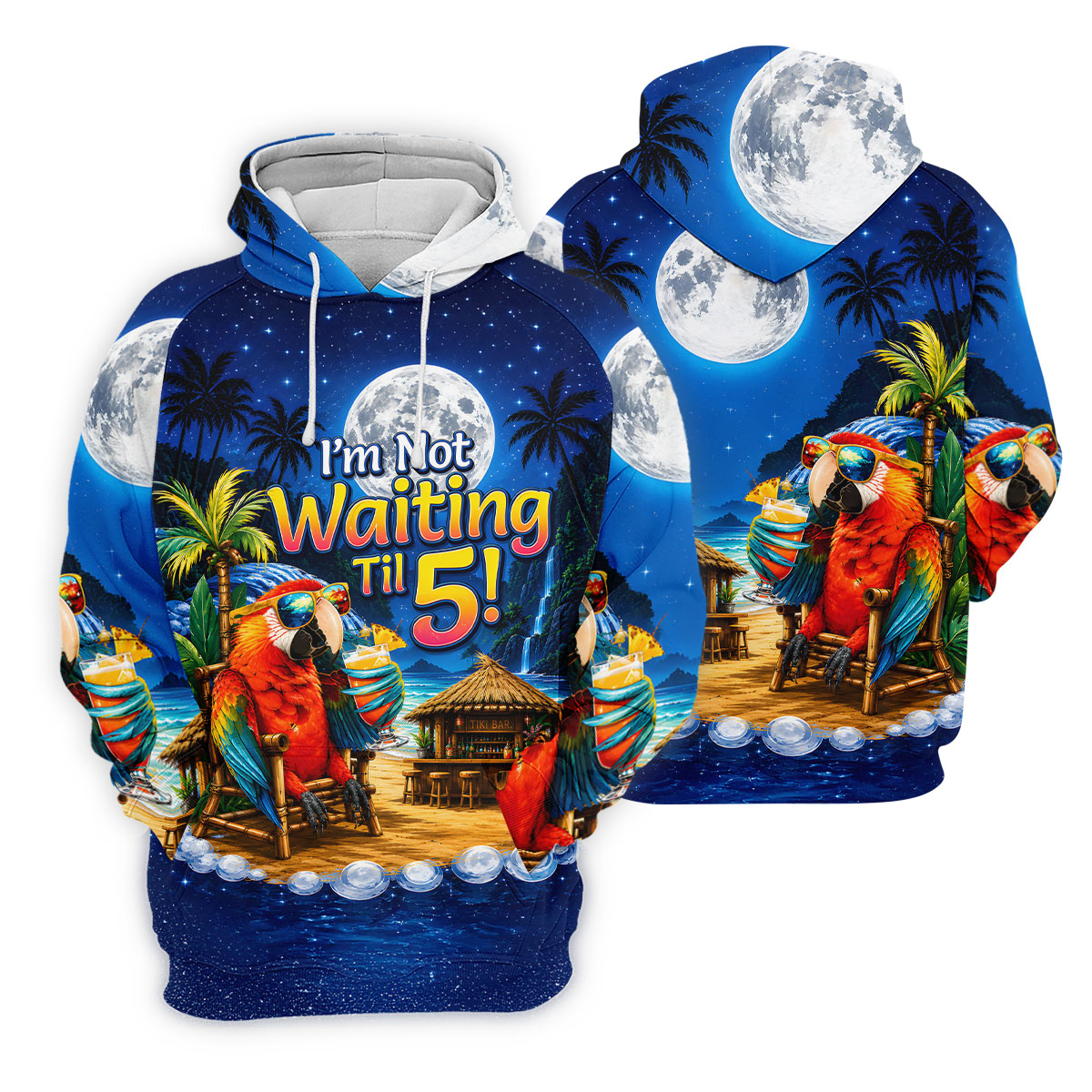 Parrot Drinking Cocktail Tiki Bar Not Waiting Til 5 Golf Shirt, Women’s Golf Polo, Golf Tops For Women, Printed Golf Shirt