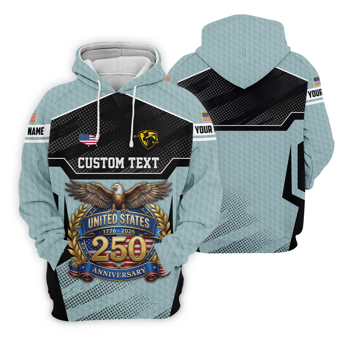 US 250 Anniversary Patriotic 4th Of July Blue Grey Golf Shirt, Polo Shirts For Men, Golf Shirts For Men