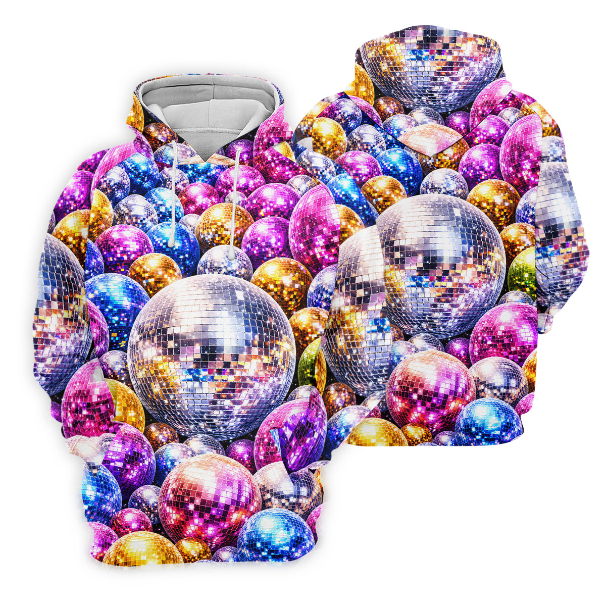 Colorful Disco Ball Party Pattern Polo Shirt, Mens Golf Polo, Golf Polo Shirts For Men
