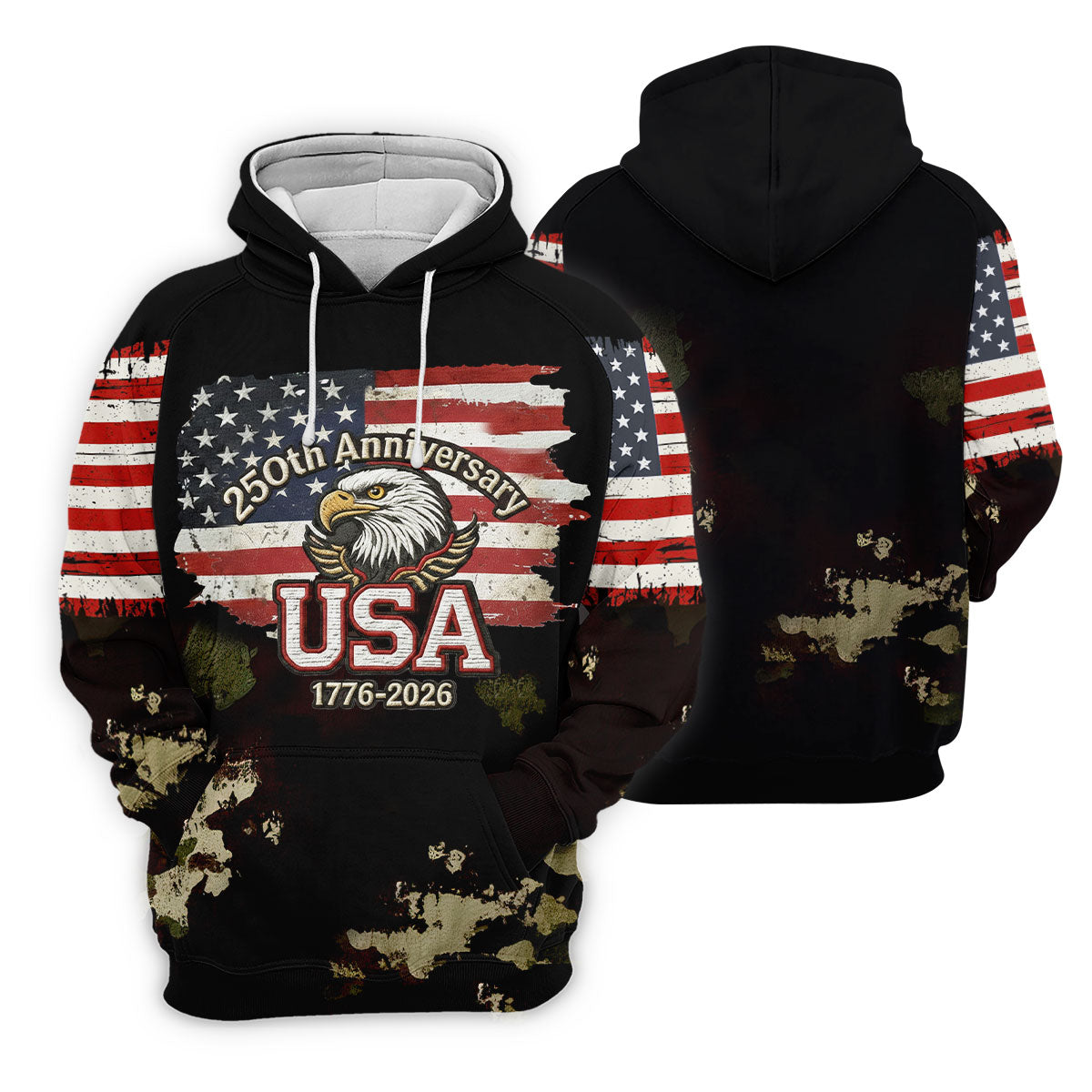 250th Anniversary USA 1776-2026 Distressed Flag Golf Shirt For Women, Patriotic 4th Of July Golf Shirt