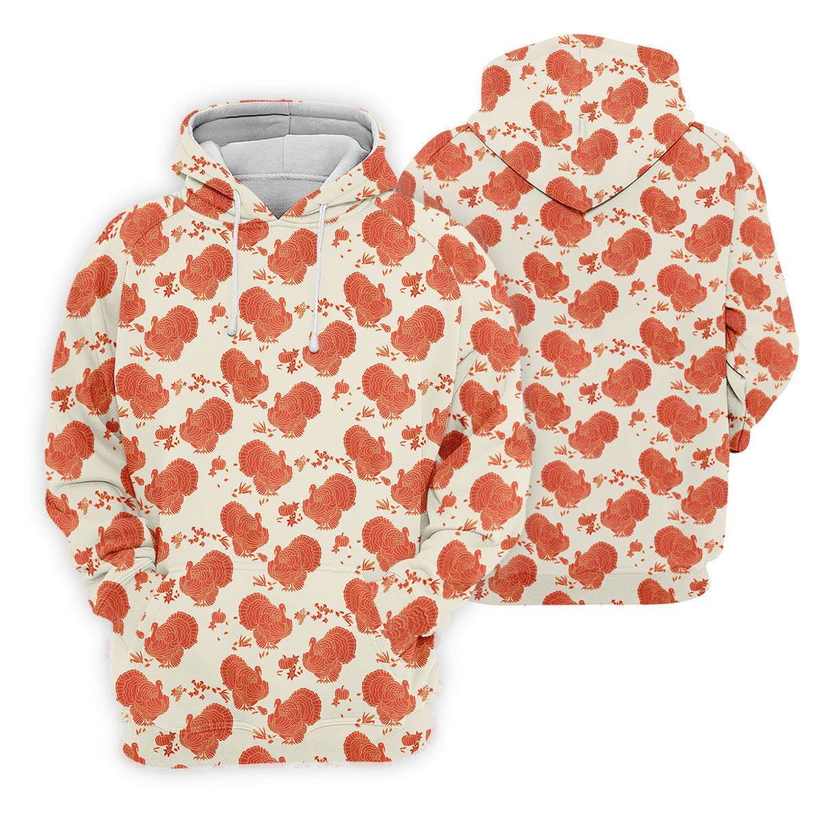 Turkey Pattern Beige And Orange Women's Golf Tops, Ladies Golf Polos, Thanksgiving Gift