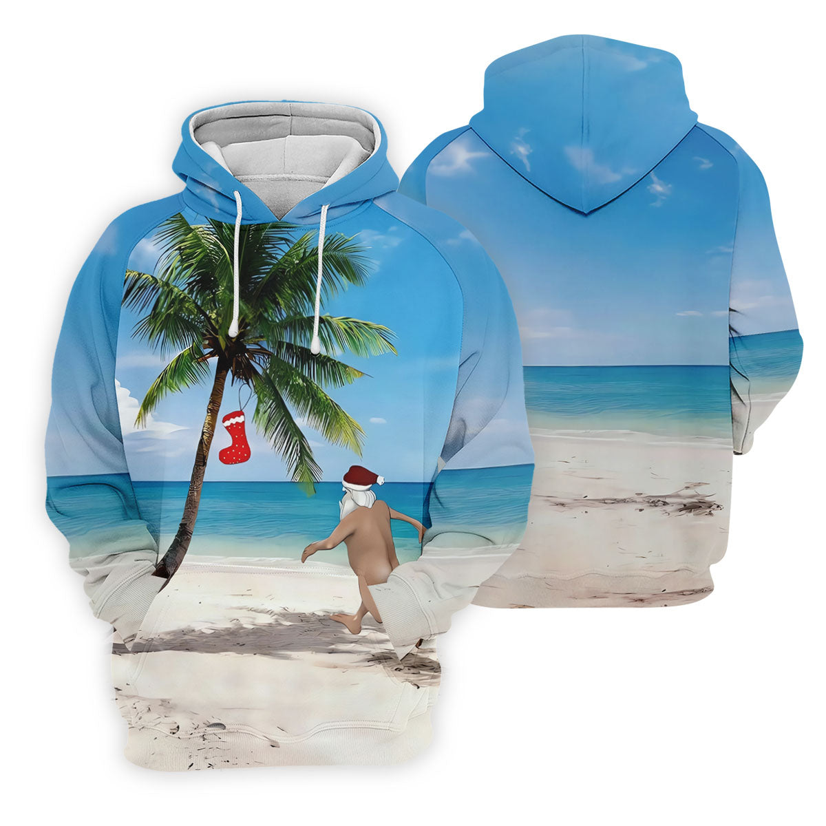 Funny Santa Running On Tropical Beach Christmas Golf Shirt, Men's Golf Shirt, Hawaiian Golf Shirt