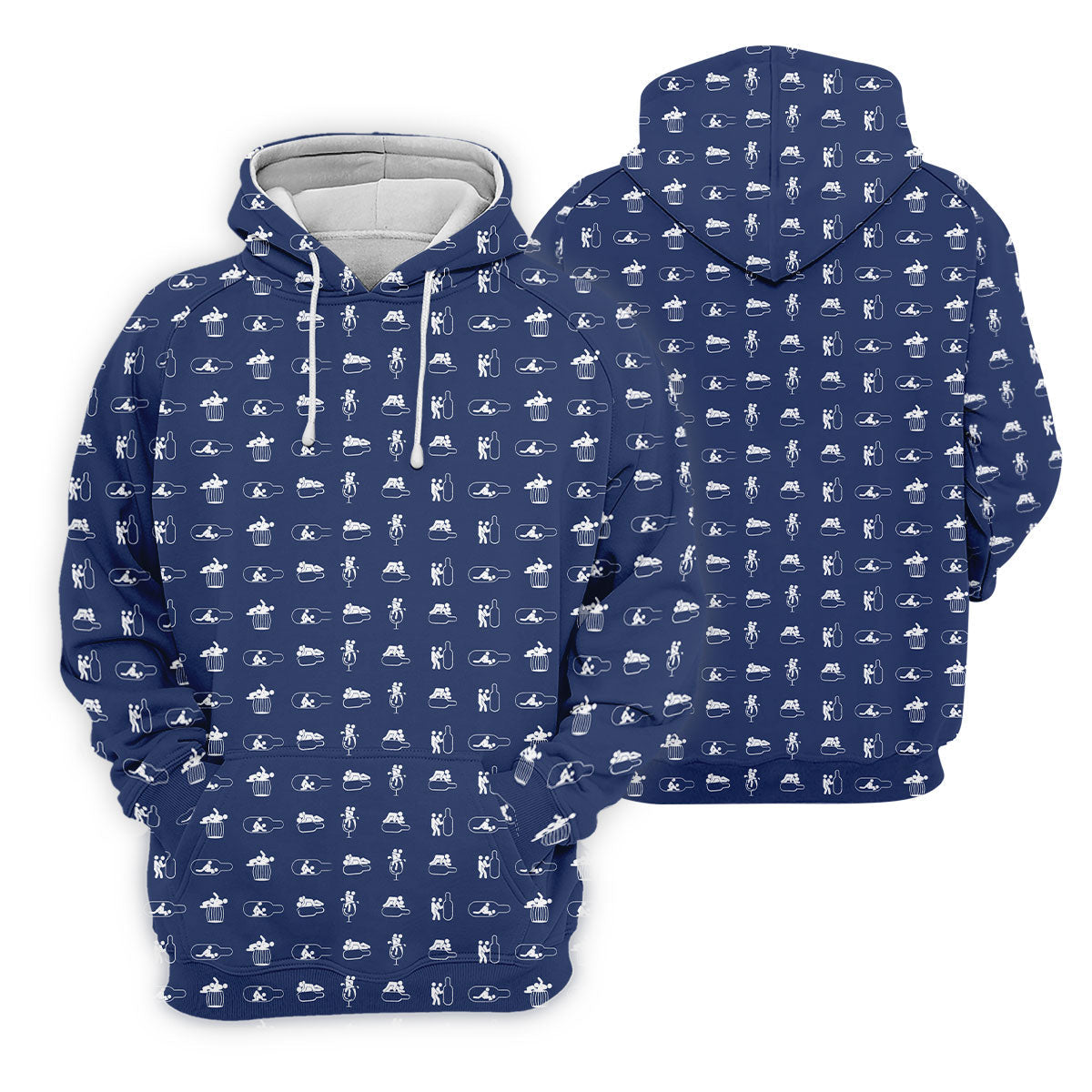 Navy Funny Adult Drinking Pattern Golf Polo Shirt, Men's Golf Shirt, Mens Golf Shirts