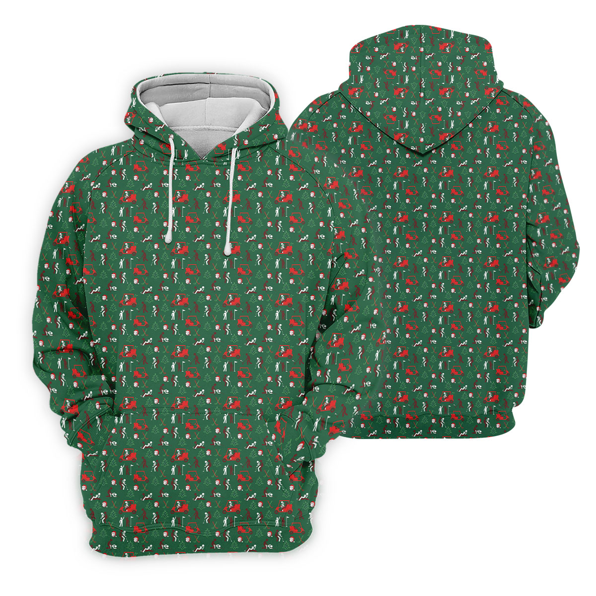 Christmas Golf Cart and Golfer Polo Shirt, Golf Polo Shirts For Men, Mens Golf Shirts