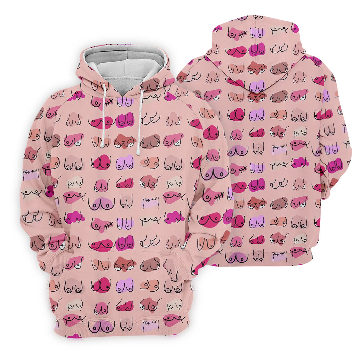 Pink Funny Boob Pattern Golf Polo Shirt, Men's Golf Shirts, Printed Golf Shirts
