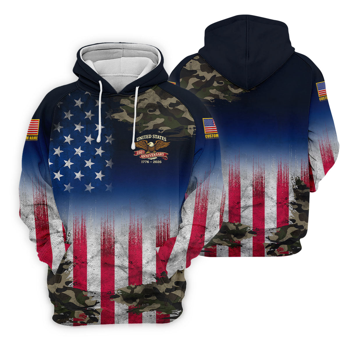 United States 250th Anniversary Camo Patriotic 4th Of July Golf Shirt, Distressed Flag Golf Shirts For Men