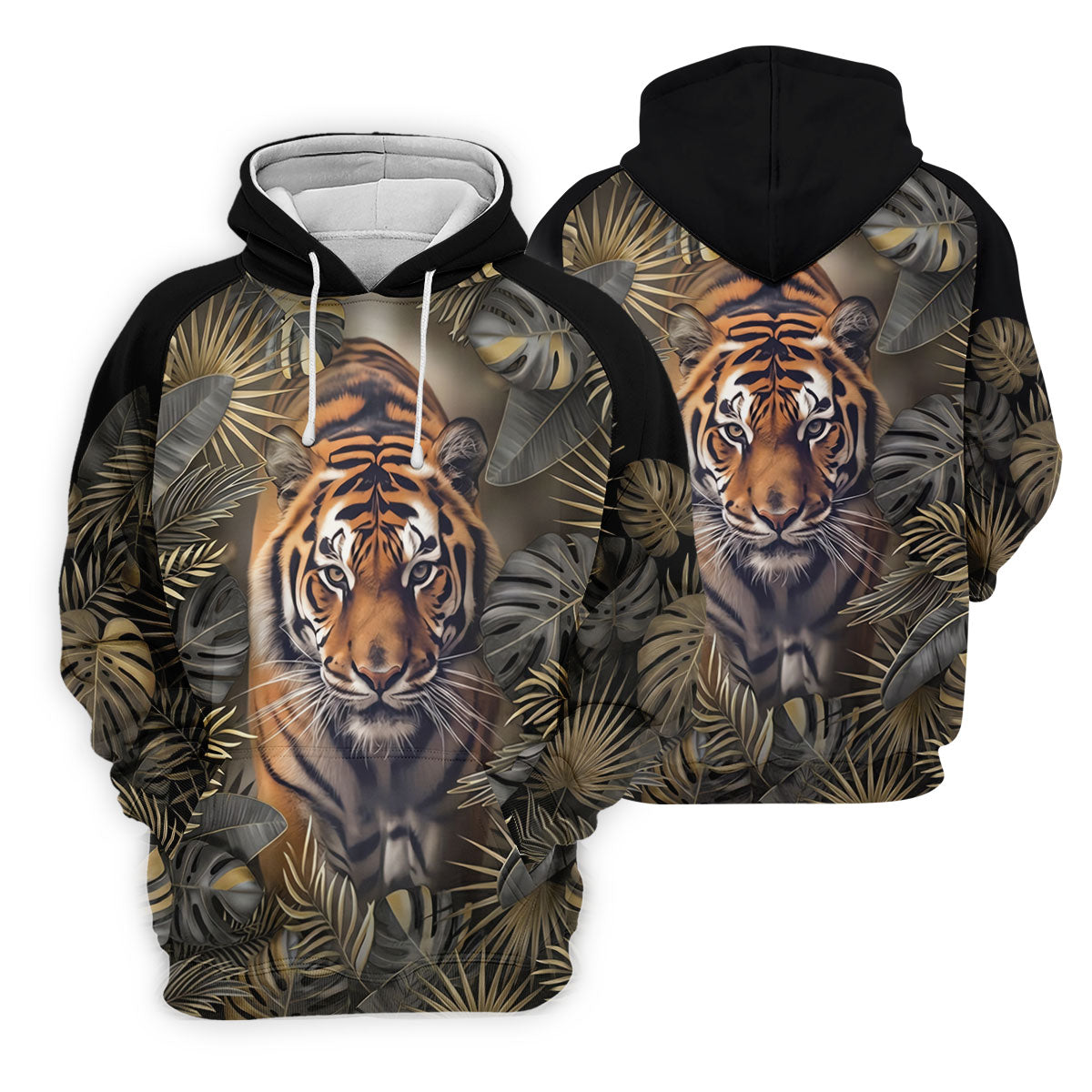 Majestic Tiger Tropical Golf Polo Shirt, Men's Golf Shirt, Golf Polo Shirts For Men