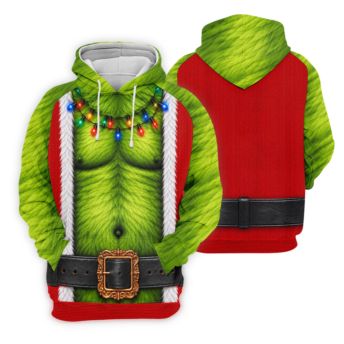 Green Furry Christmas Lights Golf Polo Shirt, Christmas Golf Shirt, Mens Golf Apparel