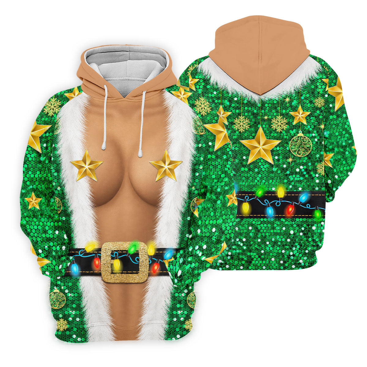 Green Santa Gold Stars Christmas Golf Polo Shirt, Ladies Golf Shirt, Women’s Golf Apparel
