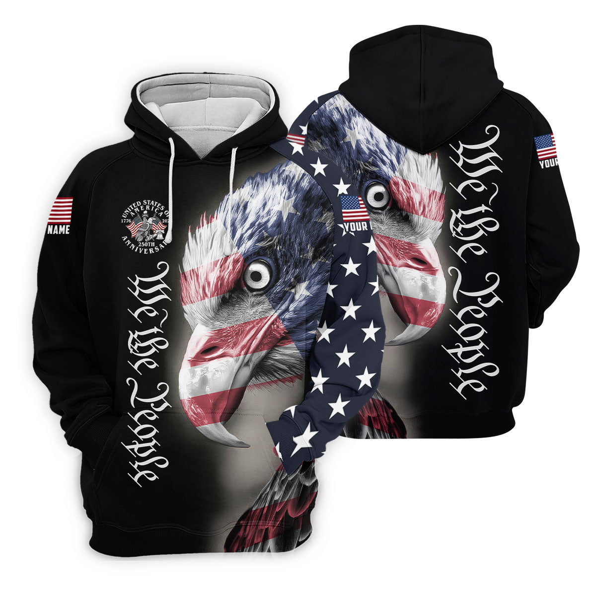 We The People Patriotic Bald Eagle American Flag Golf Shirt, 250 Years 4th Of July Golf Shirt For Women