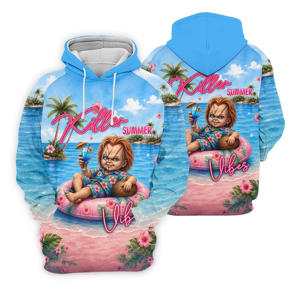 Killer Summer Vibes Evil Doll Golf Polo Shirt, Ladies Golf Shirts, Golf Polo For Women