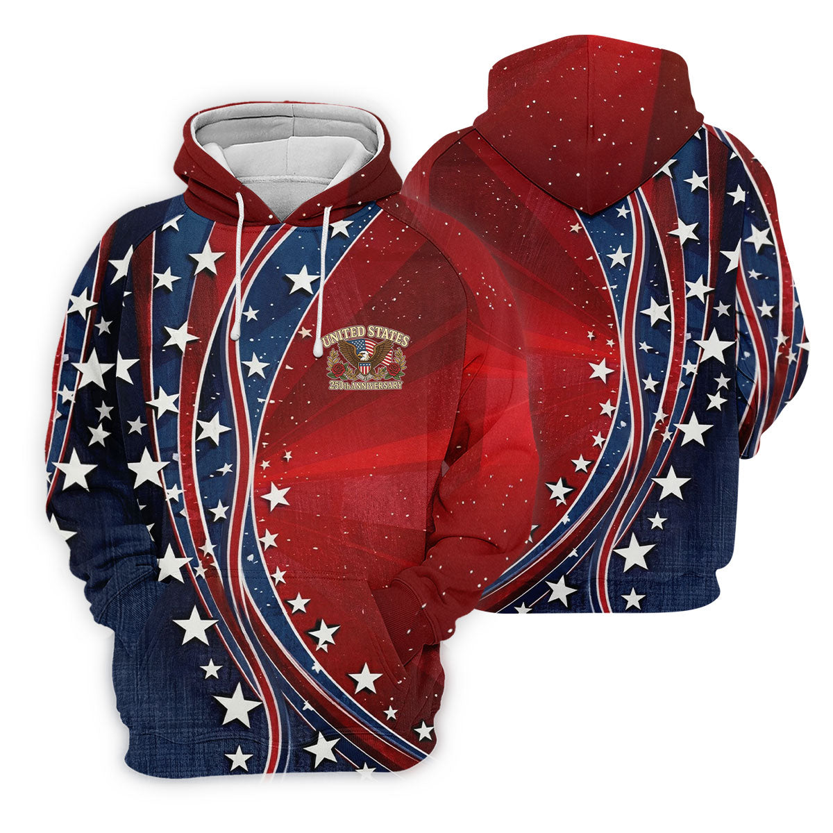 US 250th Anniversary Red White Navy Stars And Stripes Patriotic Golf Shirt, 4th Of July Golf Shirt For Women