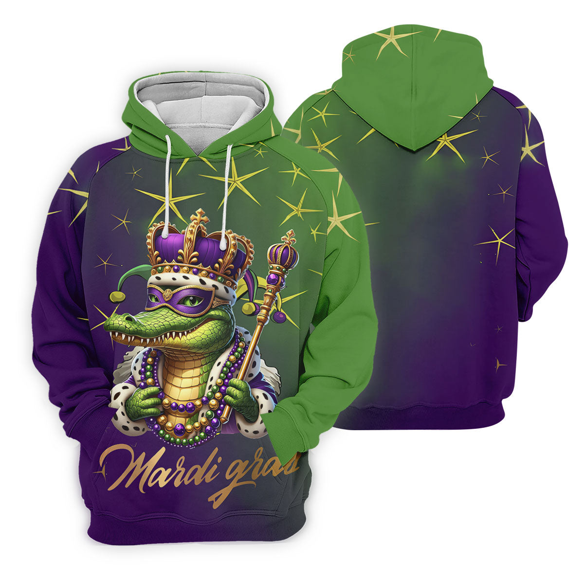 Mardi Gras Aligator Crown Mask Purple Green Gold Women's Golf Shirts, Women's Golf Tops, Ladies Golf Shirts
