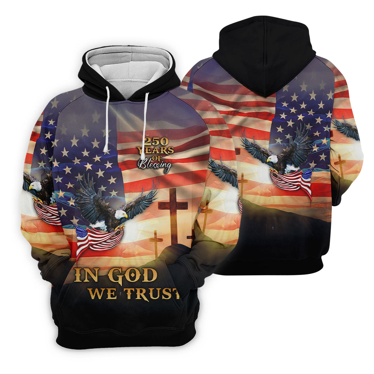 250 Years Of Blessing In God We Trust Faith Cross Patriotic 4th Of July Golf Shirt For Women