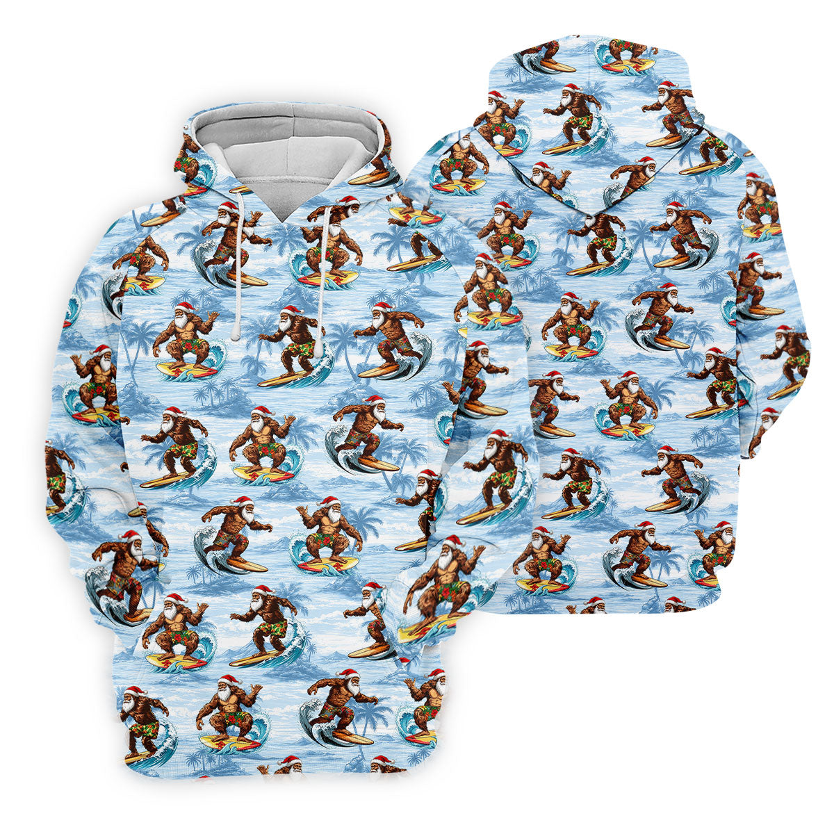 Funny Surfing Santa Bigfoot Christmas Polo Shirt, Womens Golf Polo, Hawaiian Golf Shirt