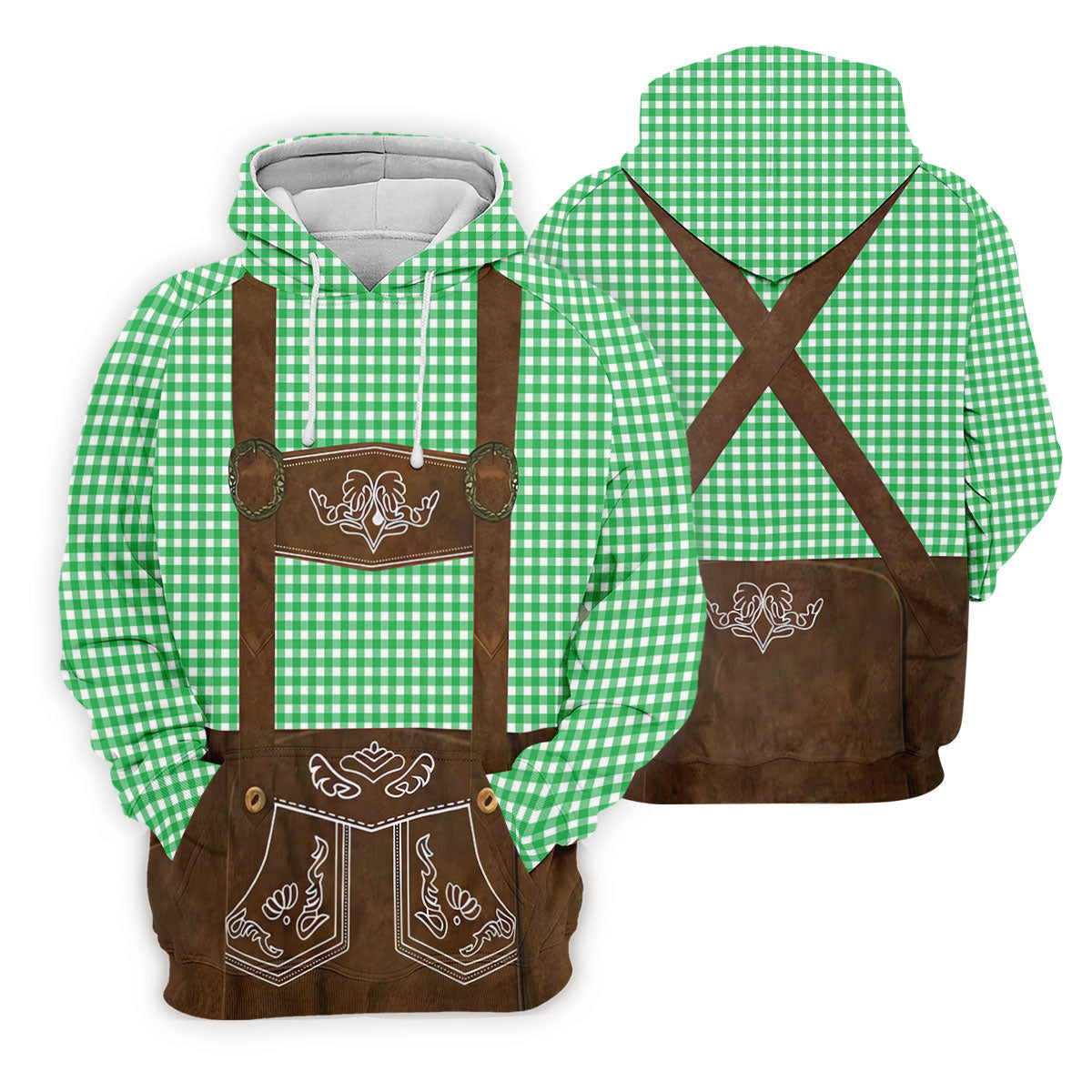 Green Oktoberfest Lederhosen Illusion Sleeveless Golf Polo, Men's Golf Shirt, Golf Polo Shirts For Men