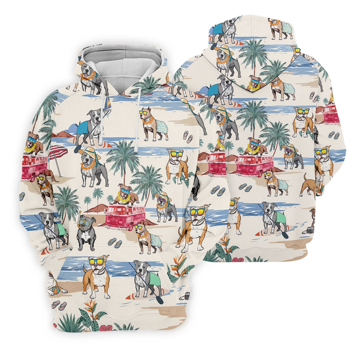 Pit Bull Beach Vacation Tropical Golf Polo Shirt, Hawaiian Golf Shirt, Golf Shirts For Men