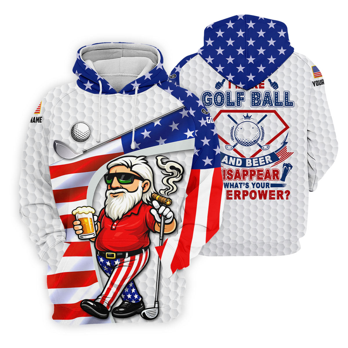 I Make Golf Ball And Beer Disappear Patriotic 4th Of July Funny Golf Shirt, 250 Years Golf Shirts For Men