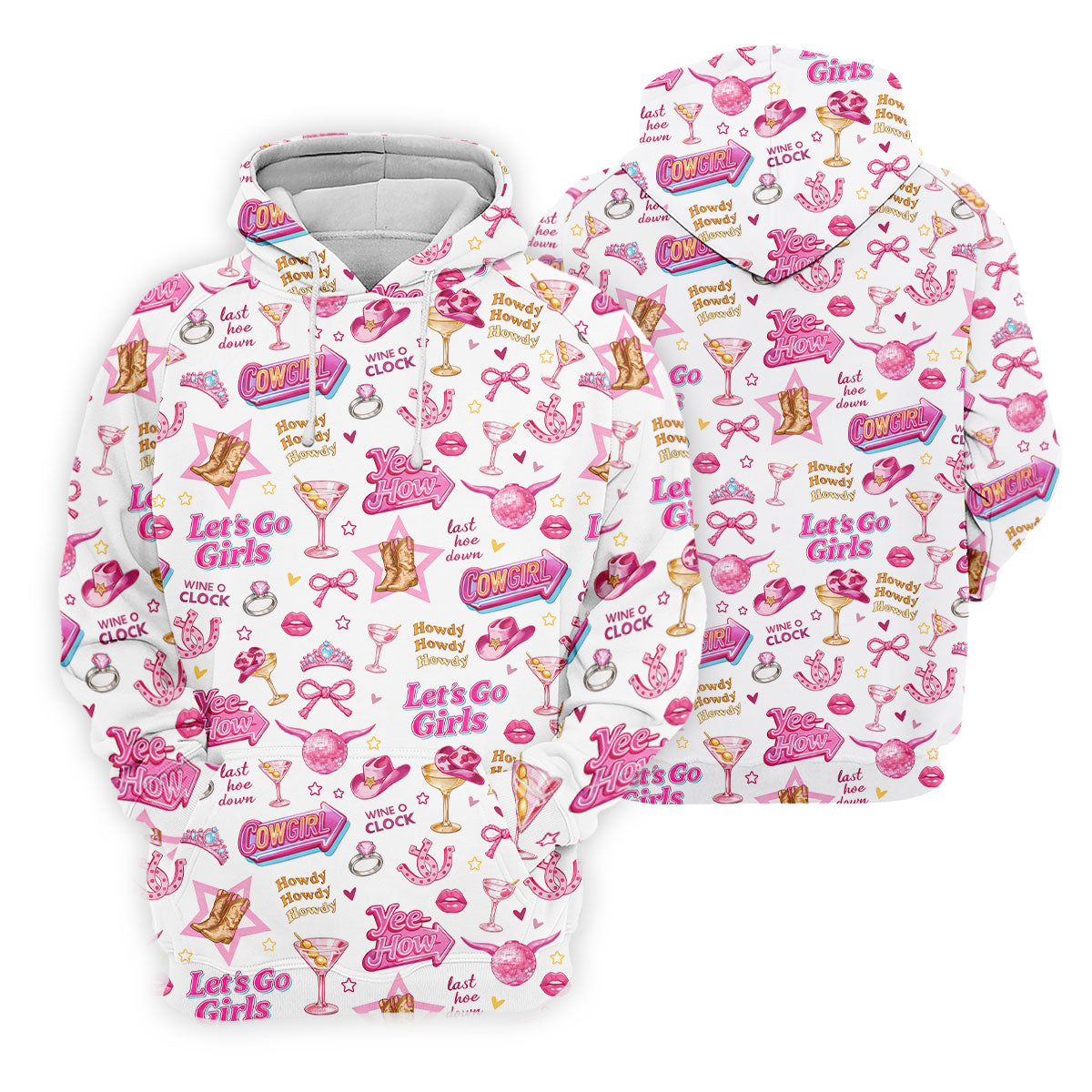 Pink Cowgirl Western Party Icons Golf Polo Shirt, Golf Shirts For Women, Ladies Golf Shirt