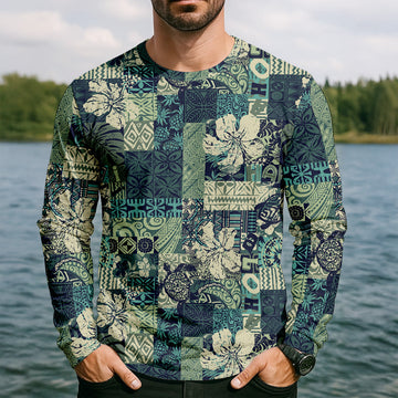 Tribal Aztec Pattern Fishing UPF Shirts, Tropical Floral Men Fishing Shirt, Gift For Fisherman