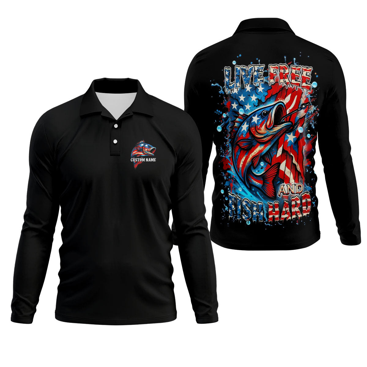 Live Free And Fish Hard American Flag Fishing Shirt, 250 Years 4th Of July Fishing UPF Shirts, Men's Fishing Shirt