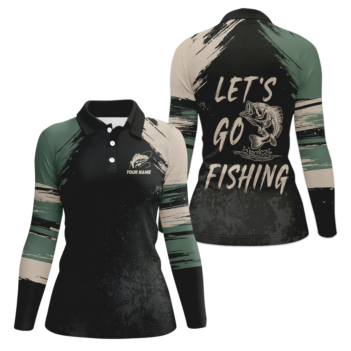 Let's Go Fishing Distressed Pattern Retro Fishing Shirt, Fishing UPF Shirts, Women Fishing Shirt