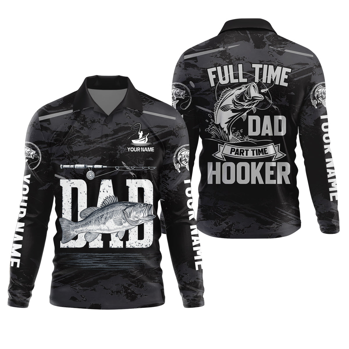 Fishing Hooker Dad, Custom Name Shirt, Fishing UPF Shirts, Funny Fishing Shirt
