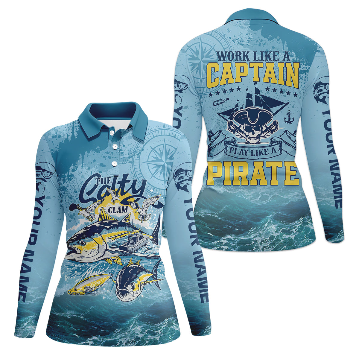 Work Like A Captain Play Like A Pirate Personalized Fishing Shirt For Women, Long Sleeve Fishing Shirt, Gift For Her