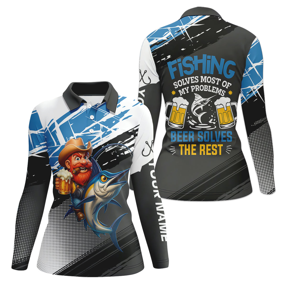 Fishing Solves Most Of My Problems Beer Solves The Rest Funny Fishing Shirt, Fishing Shirt For Women
