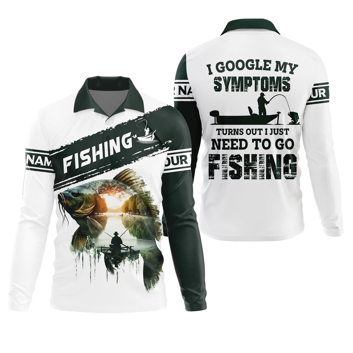Personalized Funny Fishing Shirt, I Google My Symptoms Need To Go Fishing, Fishing UPF Shirts