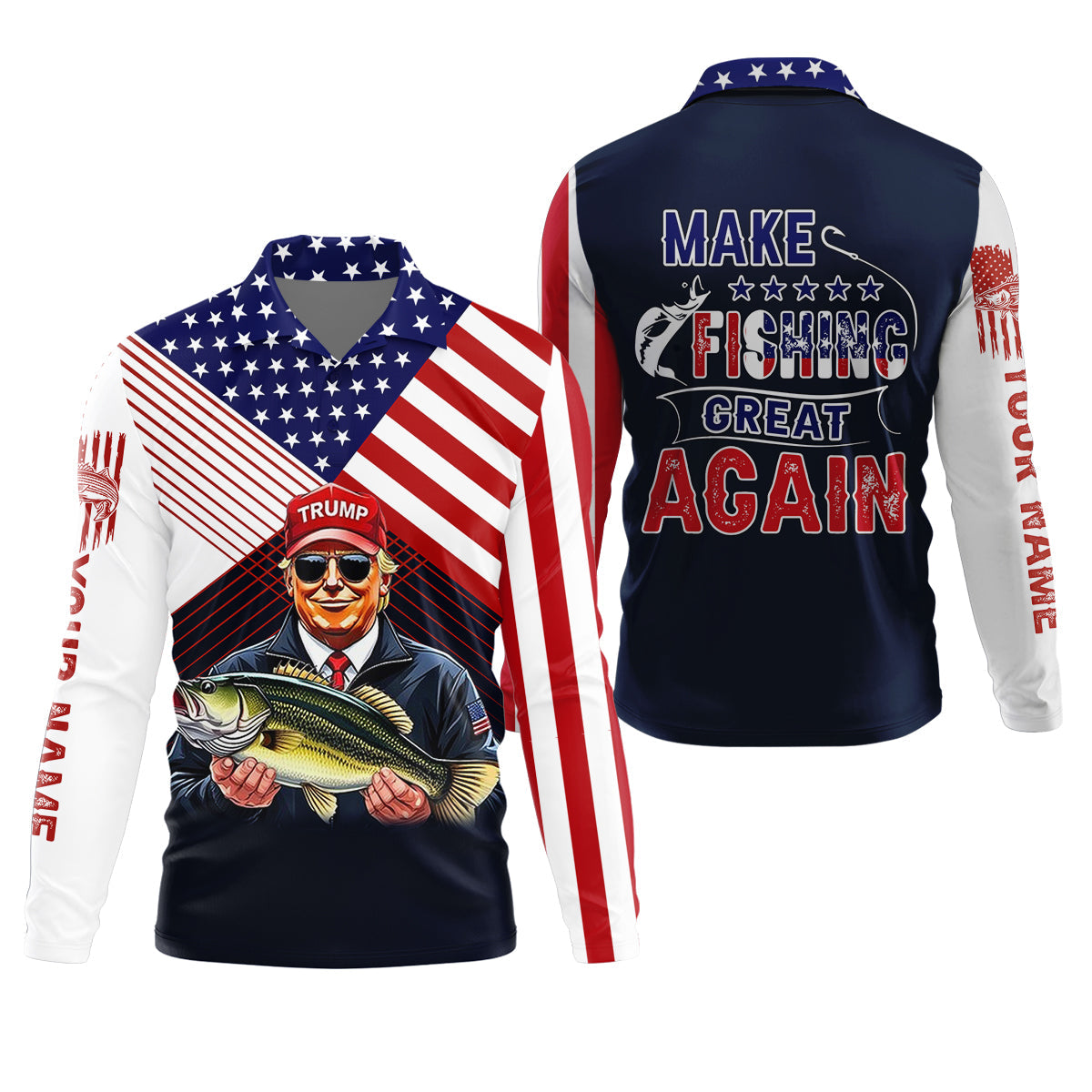 Make Fishing Great Again Patriotic Fishing Shirt, American Flag Fishing Shirt, Fishing UPF Shirts, Men's Fishing Shirt