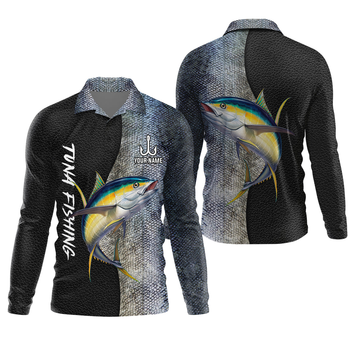 Tuna Fishing Saltwater Custom Name UPF Shirts, Tournament Fishing Shirts, Men's Fishing Shirt
